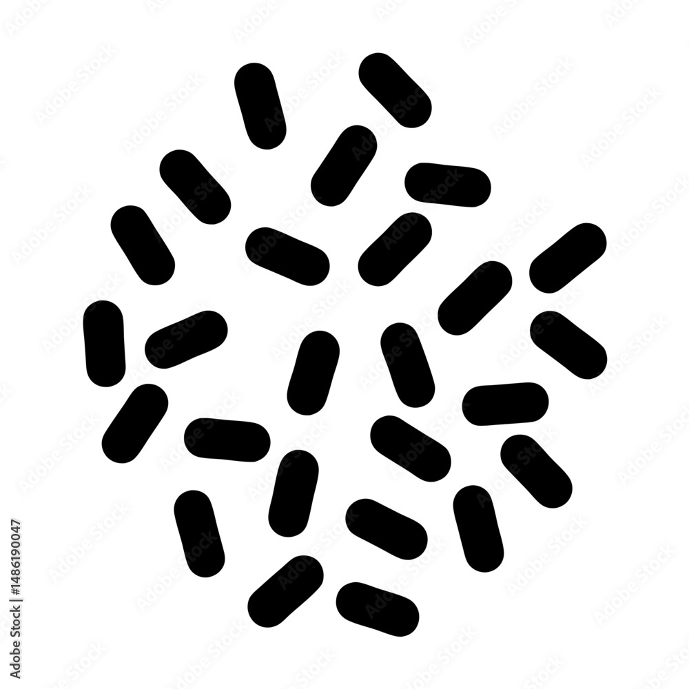 Poster black bean pattern on a white background forming a circular shape