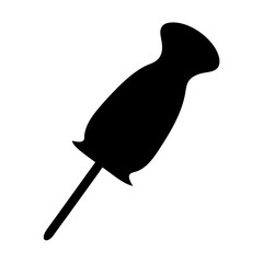 A Black Silhouette Illustration of a Traditional Push Pin or Thumb Tack
