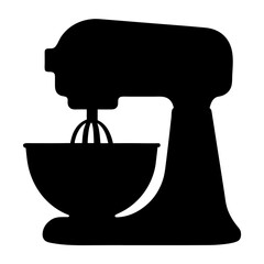 Silhouette of a stand mixer with bowl and whisk attachment ready for baking