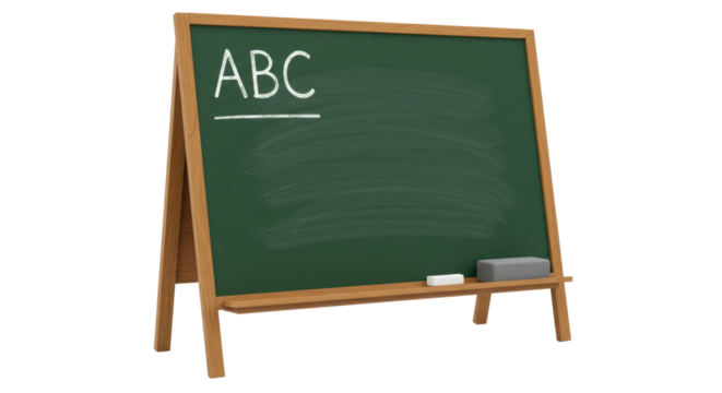 Isolated Chalkboard with ABC and Chalk