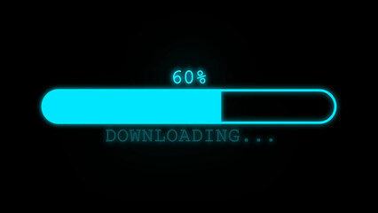 Progress loading bar  download illustration with black background.
