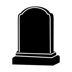 Monochromatic gravestone silhouette with minimalist detail and blank space available