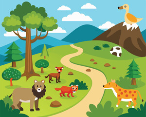 Fototapeta premium African Safari Animals in Wild Nature Landscape