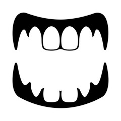 Cartoon Halloween Pumpkin Mouth Shape for Carving, Silhouetted in Black