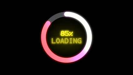 Glowing mix color  circular loading screen interface with glowing progress animation.


