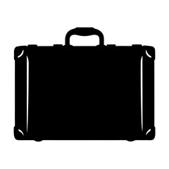 Black silhouette illustration of a suitcase or briefcase used for traveling