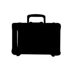 Black silhouette illustration of a suitcase or briefcase used for traveling