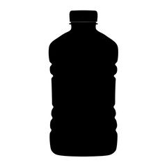 Silhouette of a Large Plastic Bottle with Cap on White Background