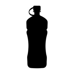 Silhouette of a typical plastic water bottle against a white background
