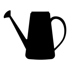 Black Silhouette Illustration of a Classic Metal Watering Can for Gardening