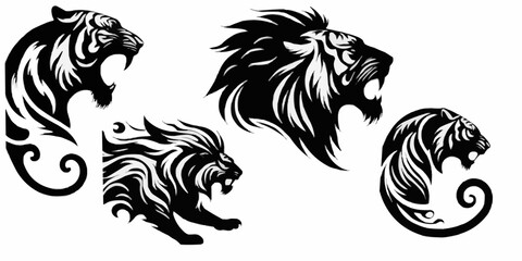 Vector illustration of tiger icon, can be used for various design components