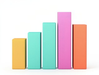Colorful rectangular blocks arranged in a bar graph style on a white background.