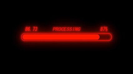 Red glowing progress bar processing screen illustration