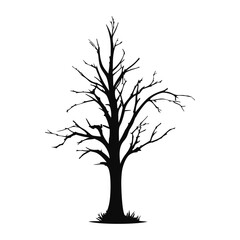 High-Resolution Silhouette of a Leafless Tree with Detailed Branches. Perfect for Nature, Seasonal, and Artistic Projects.