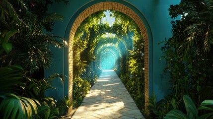 Terrestrial paradise from Genesis, lush garden filled with life and glowing presence