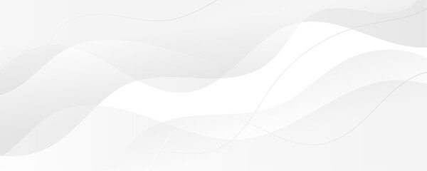 Abstract white luxurious paper waves background. White and light gray gradient texture wave curve lines modern banner design.