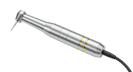 Isolated Silver Dental Drill with Black Cord for Dentistry