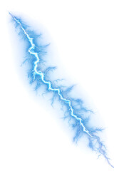 Vibrant Blue Lightning Bolt on Transparent Background.