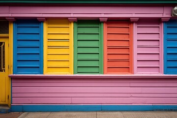 Colorful Facade with Vibrant Shutter Elements