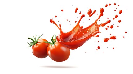 Red liquid splash in motion isolated sharply on clean white background image