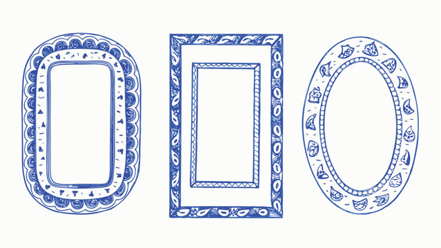 Hand drawn minimalist stamp style frames doodles and borders perfect for design projects needing a vintage or rustic touch