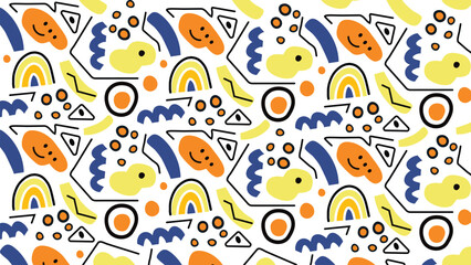 Fototapeta premium Colorful Doodle Face Composition Background