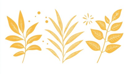 Golden foliage design elements