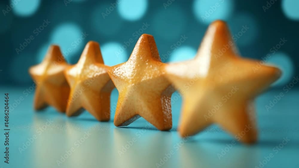 Fototapete star alignment: a captivating close-up reveals a neat row of radiant, gold stars artfully arranged a