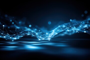 Abstract Blue Light Wave Network Connection