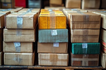 Stack of Empty Boxes Awaiting Food Donations at a Local Community Center During the Holiday Giving Season