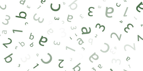 Black letter pattern on white background. Vector illustration for education design. Seamless pattern letters random flying. Alphabet book concept for grammar school. Letter wallpaper