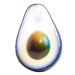 Avocado with Rich Green and Brown Textured Skin on White Background