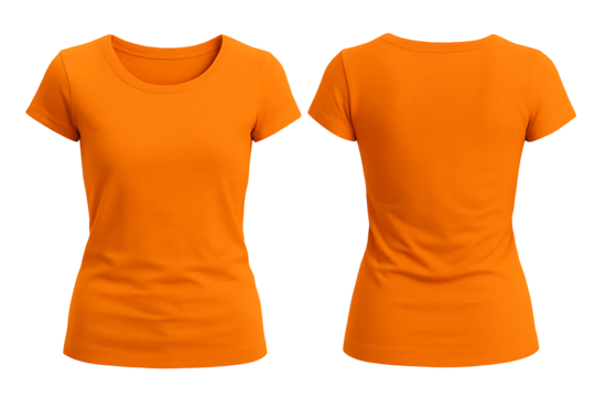 Orange t-shirt for women isolated on transparent background