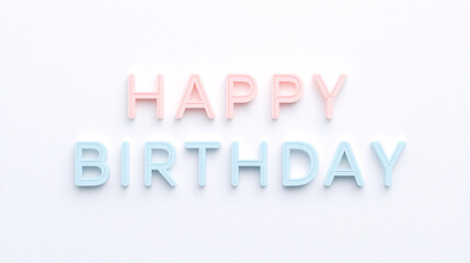 3D Pastel Happy Birthday Letters on White Background