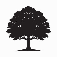 Fototapeta premium Oak tree silhouette isolated on white background