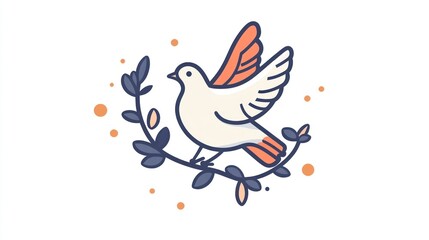 Whimsical Dove on Branch