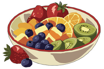 132 vibrant,high resolution,detailed,food,fresh fruits,strawberries,blueberries,kiwi,grapes,oranges,lemon,pineapple,bowl,colorful,appetizing,realistic,photorealistic