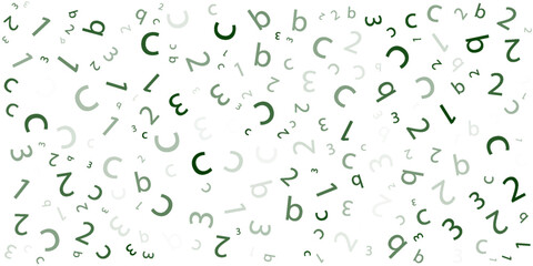 Black letter pattern on white background. Vector illustration for education design. Seamless pattern letters random flying. Alphabet book concept for grammar school. Letter wallpaper