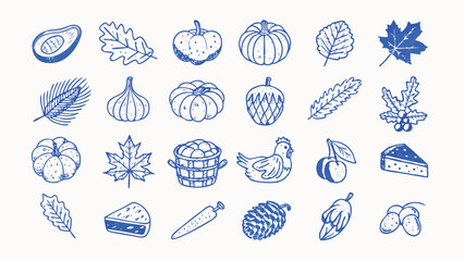 Hand drawn Autumn Harvest Icons A Collection of Fall themed Vector Illustrations for Thanksgiving and Holiday Designs