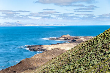 Lighthouse Faro de Punta Martino, Island Isla de Lobos, Canary Islands, Spain, Europe.