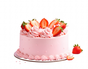 Realistic birthday cakes with various toppings, cute decorations and colorful themes on transparent or easy-to-remove backgrounds for kids celebration, baby party, cake shop marketing and greeting car