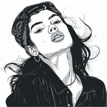 illustration, face, portrait, art, isolated, young, woman, person, female, model, lady, stylish, makeup, fashion, sketch, lips, artistic, sexy, elegant, graphic, vector, hair, salon, eye, glamour, bea