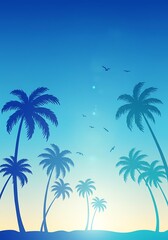 Tranquil Dawn Palms AI Generated