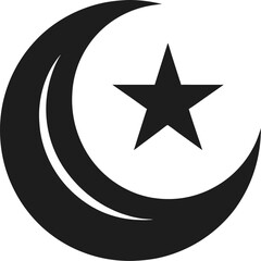 Moon crescent icon, silhouette of moon with sparkle. vector illustration