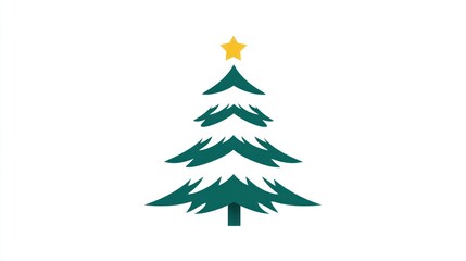 Fototapeta premium Simple Christmas tree graphic, teal color, star on top