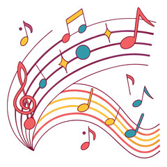 Obraz premium Colorful Musical Notes Pattern Vector with Vibrant Background Design