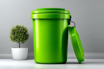 Studio shot of green recycle can high resolution picture