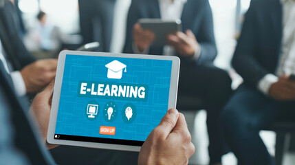 Fototapeta premium E-learning website with brisk sofware for student to study online on the internet network