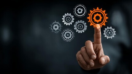 Fototapeta premium Digital transformation in business concept Leveraging modern technologies automation Industrial IoT and Cloud AI