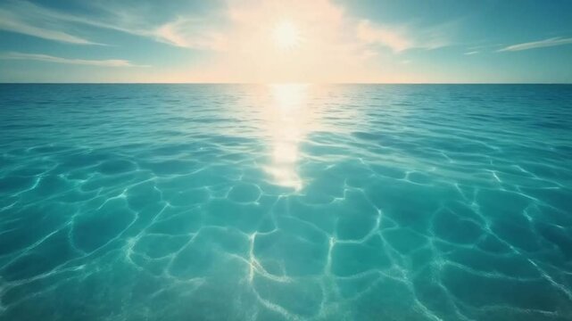 The vast ocean stretches endlessly, waves crashing rhythmically, hiding mysteries beneath its shimmering blue depths.